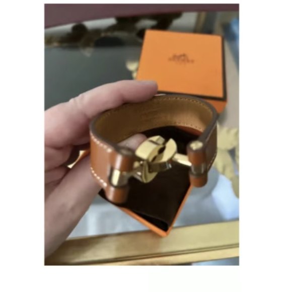 HERMÈS Lancelot Palladium Bracelet w/ Leather Strap. 7.5” - Excellent Condition. - Picture 2 of 9